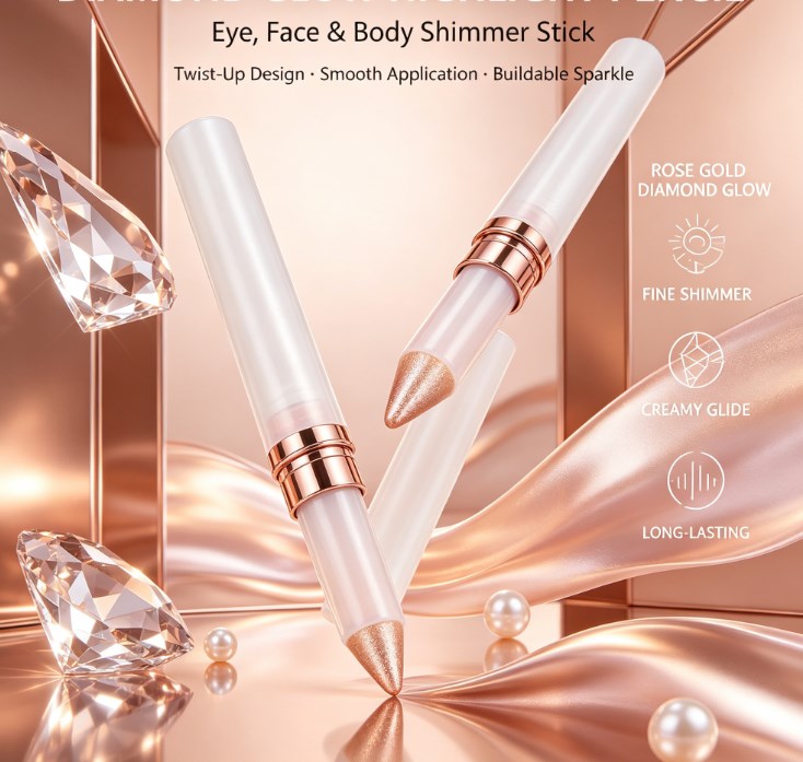 Dual-Ended Cream Highlighter Sticks - Face & Body Shimmer Glow Makeup for Soft Blendable Radiance