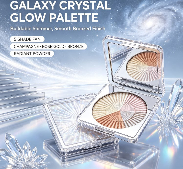 Multi-Shade Glow Highlighter Powder Palette - Ultra-Shimmer Face Illuminator & Makeup