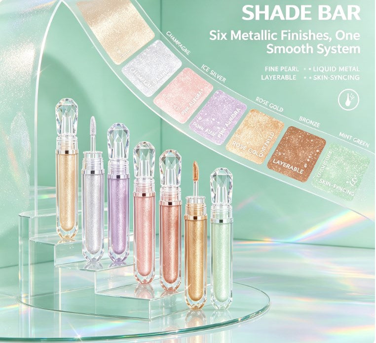 Creamy Glitter Highlighter Stick - Long-Lasting Shimmer Glow for Eyeshadow, Cheekbones & Body