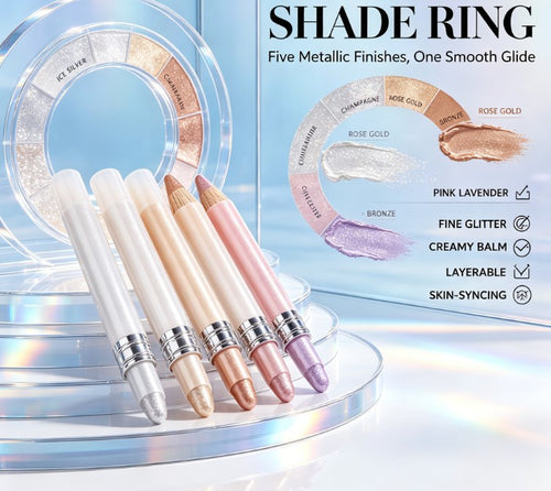 Dual-Ended Cream Highlighter Sticks - Face & Body Shimmer Glow Makeup for Soft Blendable Radiance