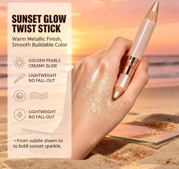 Dual-Ended Cream Highlighter Sticks - Face & Body Shimmer Glow Makeup for Soft Blendable Radiance