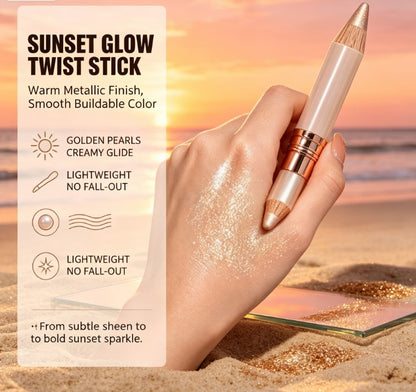 Dual-Ended Cream Highlighter Sticks - Face & Body Shimmer Glow Makeup for Soft Blendable Radiance