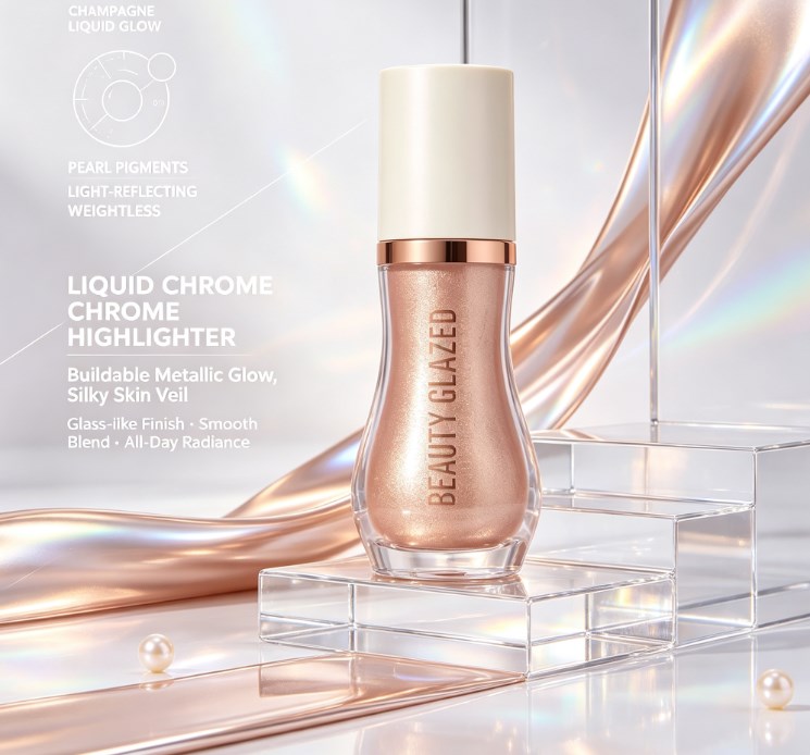 Metallic Liquid Highlighter Drops - Waterproof & Sweatproof Face & Body Glow Makeup in 6 Shades