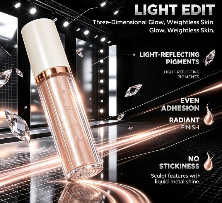 Metallic Liquid Highlighter Drops - Waterproof & Sweatproof Face & Body Glow Makeup in 6 Shades