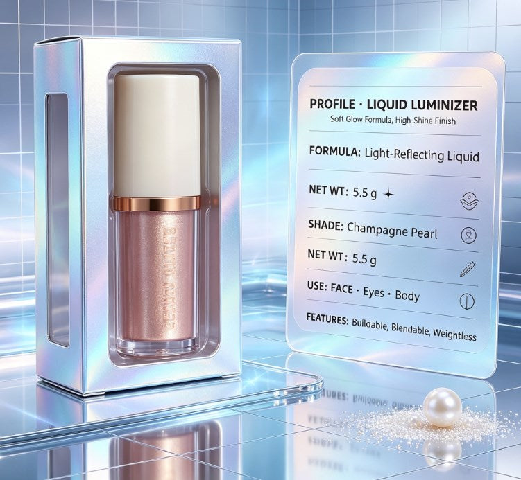 Metallic Liquid Highlighter Drops - Waterproof & Sweatproof Face & Body Glow Makeup in 6 Shades