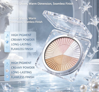 Multi-Shade Glow Highlighter Powder Palette - Ultra-Shimmer Face Illuminator & Makeup