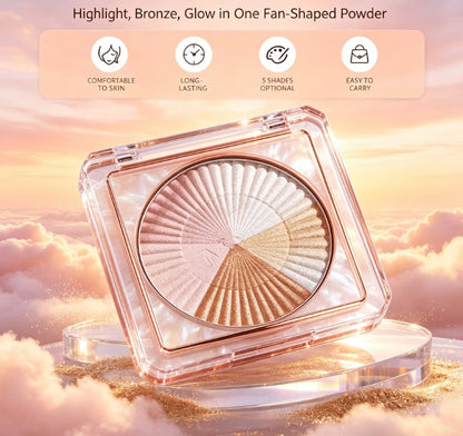Multi-Shade Glow Highlighter Powder Palette - Ultra-Shimmer Face Illuminator & Makeup