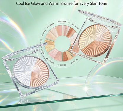 Multi-Shade Glow Highlighter Powder Palette - Ultra-Shimmer Face Illuminator & Makeup