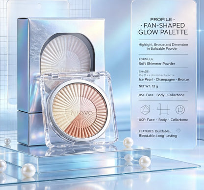 Multi-Shade Glow Highlighter Powder Palette - Ultra-Shimmer Face Illuminator & Makeup