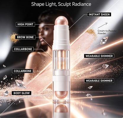 Shimmer Makeup Highlighter Stick - High Gloss Face Contour & Instant Brightening Glow for Parties & Festivals