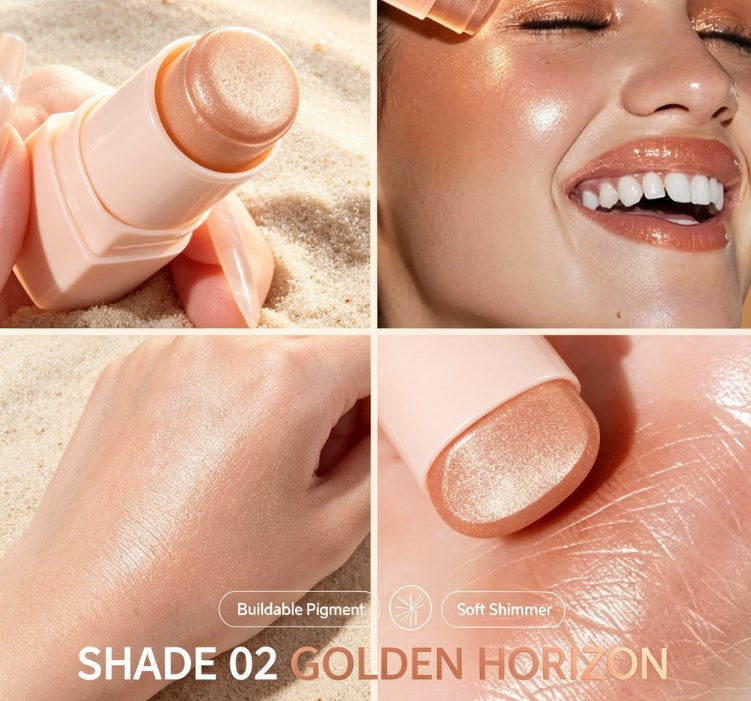 Sweatproof Water Glow Highlighter Stick - Creamy Dewy Makeup for Face Contour in Purple, Pink & White