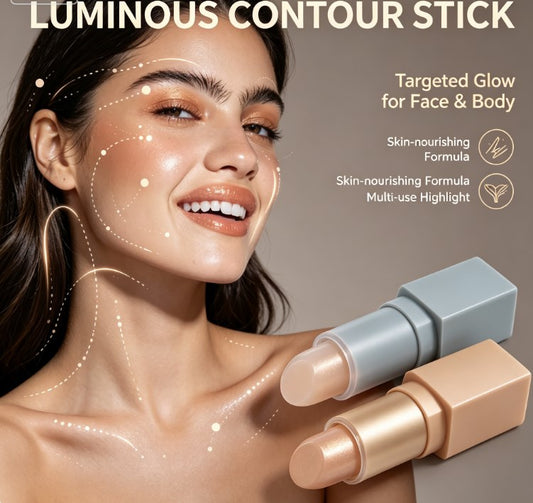 Sweatproof Water Glow Highlighter Stick - Creamy Dewy Makeup for Face Contour in Purple, Pink & White